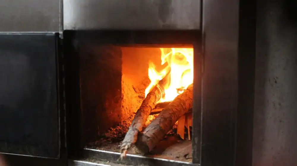 Fire burning in a home fireplace
