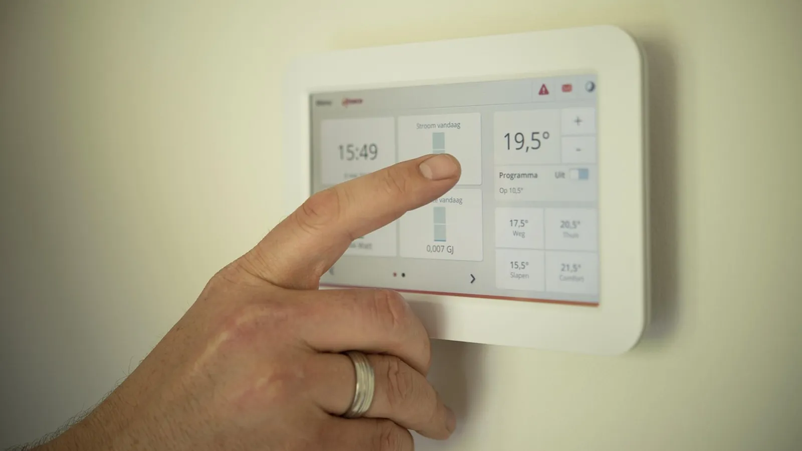 Home heating and hot water control panel