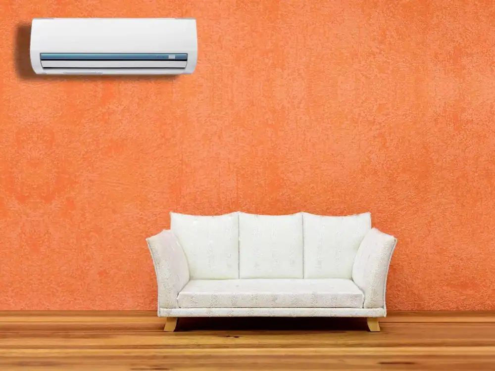 Living room with a wall-mounted air conditioner